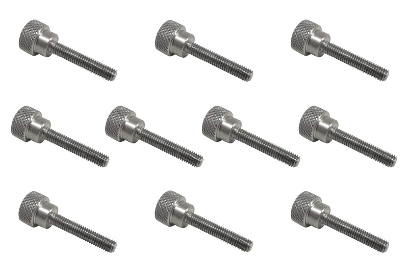 10 Pack 10-32 x 1 Inch Threads 303 Stainless Steel Diamond Knurled Thumb Screws Knobs with Straight Shoulders Right-Hand Threads SAE Flat Tip Uncoated