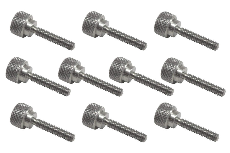 10 Pack 8-32 x 3/4 Inch Threads 303 Stainless Steel Diamond Knurled Thumb Screws Knobs with Straight Shoulders Right-Hand Threads SAE Flat Tip Uncoated