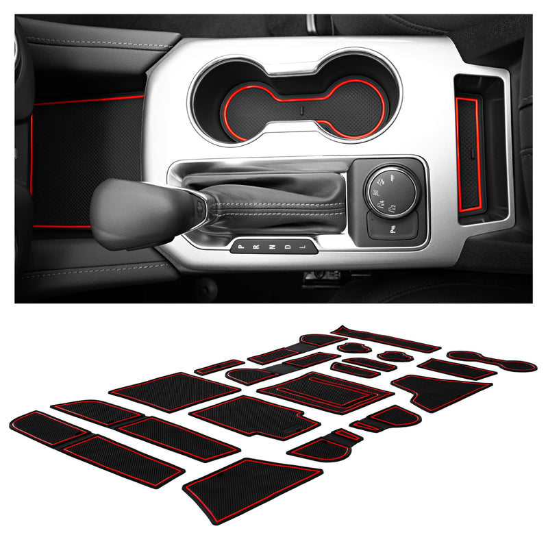 CupHolderHero Fits with Chevy Blazer Accessories 2019-2023 Premium Custom Interior Non-Slip Anti Dust Cup Holder Inserts, Center Console Liner Mats, Door Pocket Liners 19pc Set (Red Trim) Red Trim