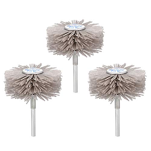 uxcell Abrasive Nylon Wheels Brush 80 Grits with 1/4 Inch Shank for Polish Grinder 3pcs