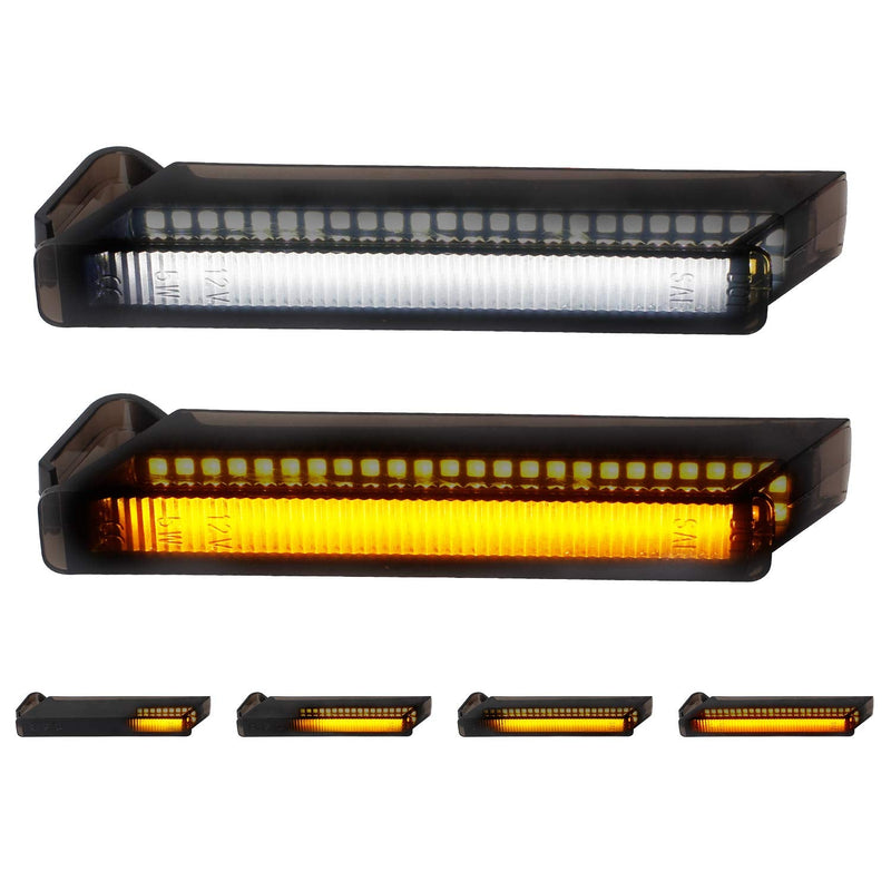 RUXIFEY Sequential Switchback LED Side Mirror Turn Signals Running Lights Smoked Compatible with Ford F150 Expedition, Lincoln Mark LT Amber and White