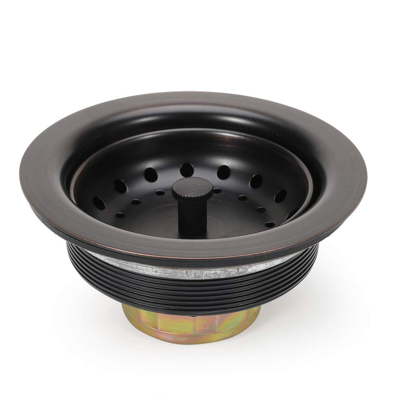 KONE 3-1/2 Inch Kitchen Sink Drain ORB Assembly with Strainer Basket/Stopper, All Stainless Steel Durable and Rustproof Oil Rubbed Bronze