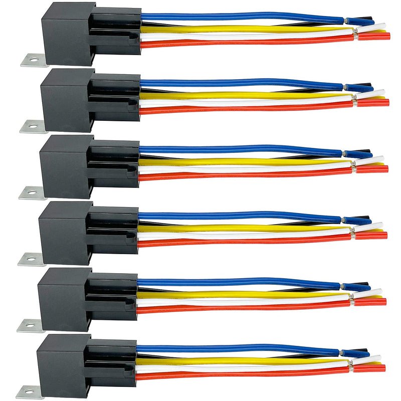 irhapsody 80/60Amp 12v 5-pin Relay Kit, spdt 12-Volt Automotive Relay with Heavy-Duty Pigtail, 6-Pack 6-pack of relay