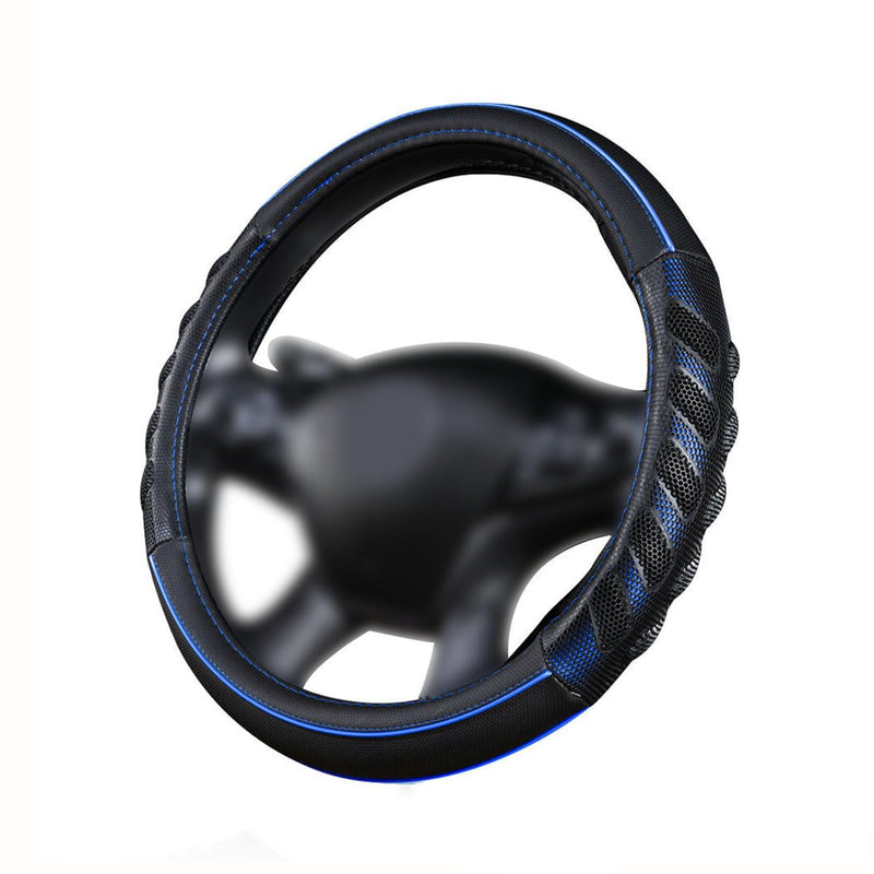 Flying Banner car Steering Wheel Cover Faux Leather Massage Universal fit 3D Honeycomb Hole Anti-Slip Sporty 15 Inches (Blue Black) Blue black