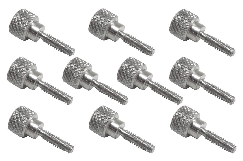 10 Pack 6-32 x 1/2 Inch Threads 303 Stainless Steel Diamond Knurled Thumb Screws Knobs with Straight Shoulders Right-Hand Threads SAE Flat Tip Uncoated