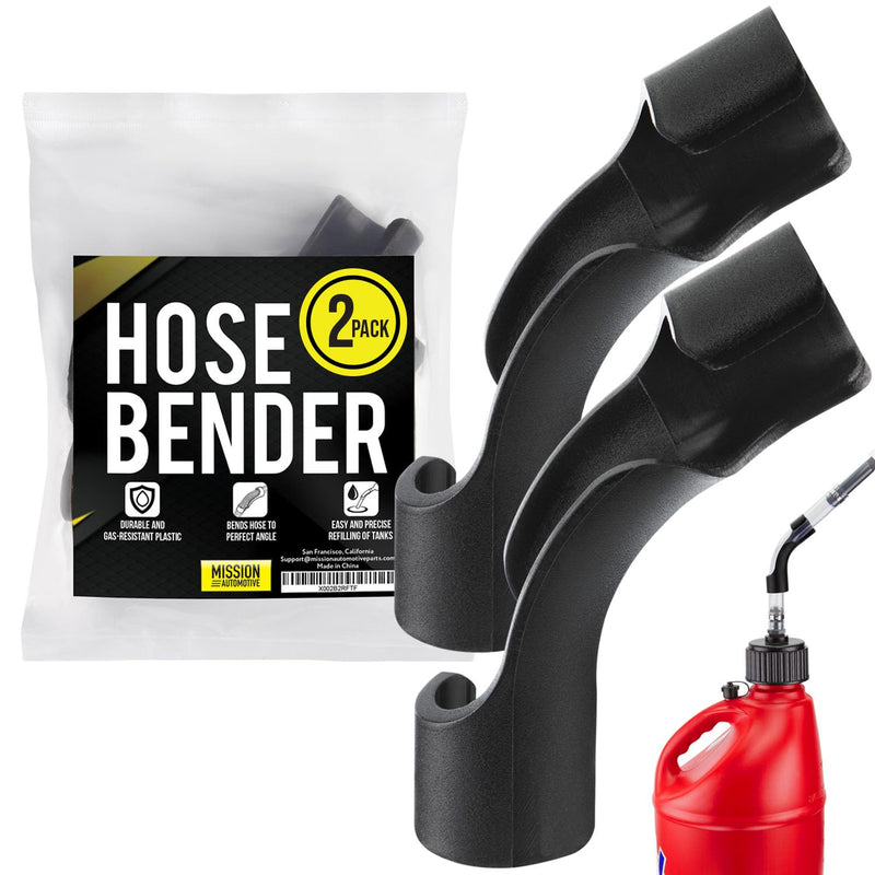 Mission Automotive 2-Pack Hose Bender for Racing Fuel Tanks & Gas Cans - Black Petroleum-Resistant Plastic - Kink Preventer & Fuel Jug Elbow - Compatible with VP, Sportsman & Rural King