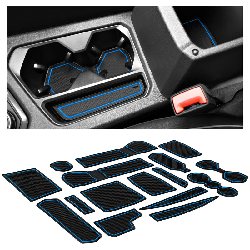CupHolderHero Fits with Volkswagen VW Tiguan Accessories 2018-2024 Premium Custom Interior Non-Slip Anti Dust Cup Holder Inserts, Center Console Liner Mats, Door Pocket Liners 16-pc Set (Blue Trim) Blue Trim