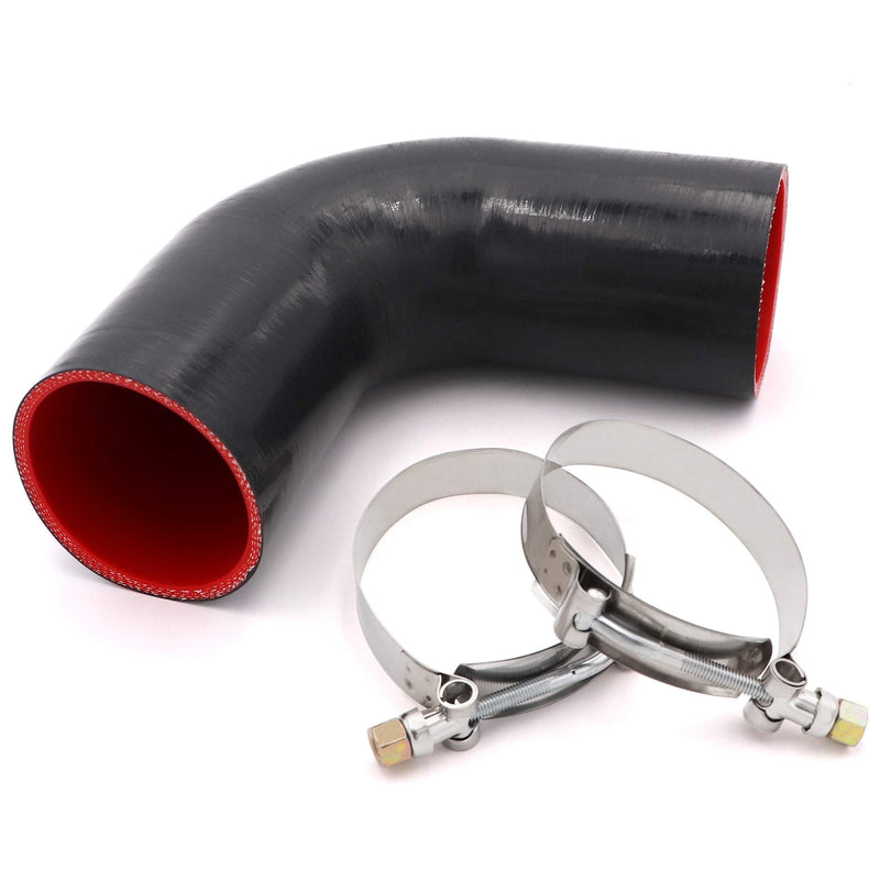 90 Degree Elbow Coupler Silicone Hose 4-Ply 3-inch for Turbo/Intercooler/Intake Piping,Length 120mm Thickness 5mm with T-Bolt Clamp 3 Inch