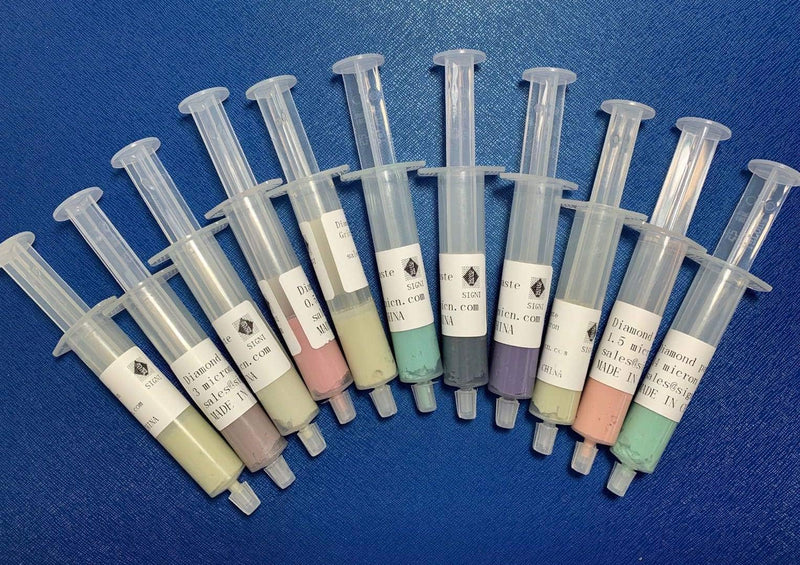 Professional Diamond Polishing Paste Set, 11Pcs 0.5-40 Micron Syringes, 5g Each, for Metal & Jewelry Polishing (Water Based) Water based