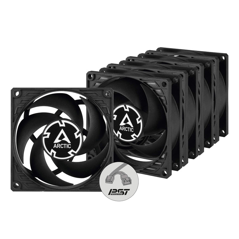 ARCTIC P8 PWM PST (5 Pack) - PC Fans, 80mm Case Fan with PWM Sharing Technology (PST), Pressure-optimised, Quiet Motor, Computer, Fan Speed: 200–3000 RPM - Black