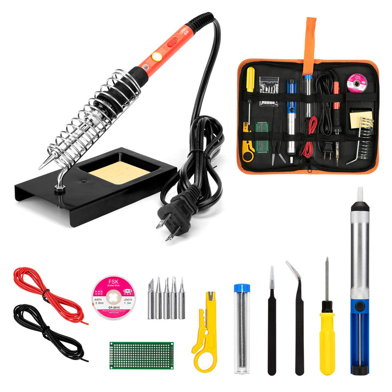 Soldering Iron Kit, 60W Upgraded Soldering Kits Adjustable Temperature Welding Tool Solder Irons Pen with On/Off Switch Use for Electrical Repairs 60w 19-in-1