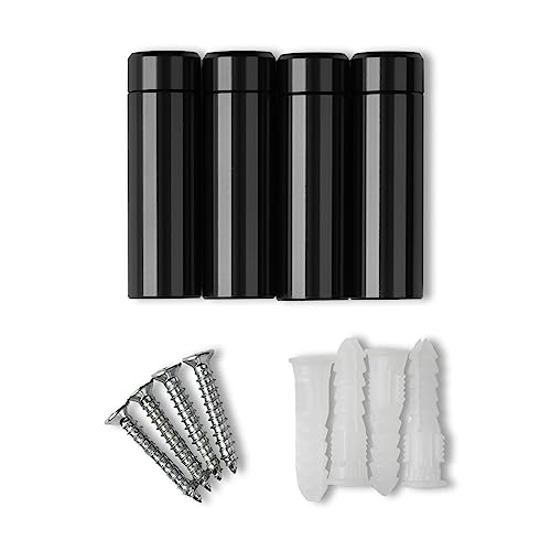 Wexel Art 1.5" Black Wall Mount Standoffs for Acrylic Frames, 4 Pack