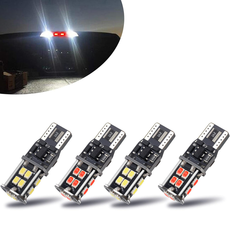 12-24V Extremely Bright 194 912 921 168 175 2825 W5W T10 T15 LED Bulbs Fit for Chevrolet Dodge Ford GMC Honda Nissan Toyota Truck 3rd Brake Lamp Cargo Lights, White/Red White & Red