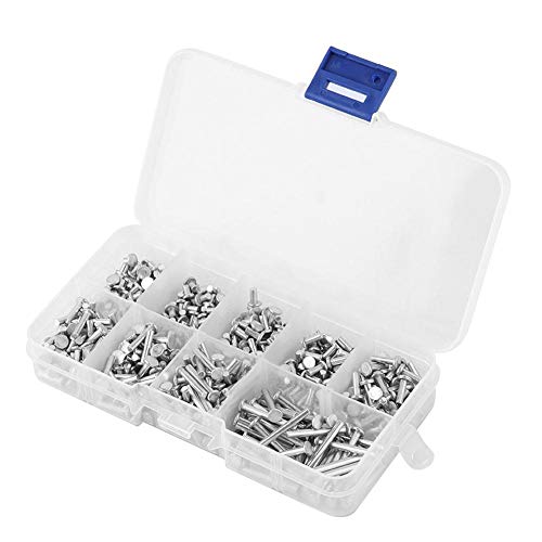 Solid Aluminum Rivet, 450pcs M2.5 Flat Head Aluminum Rivets M2.5 Aluminum Rivet Flat Head Solid Rivet 3mm-20mm Length Flat Head Solid Rivet