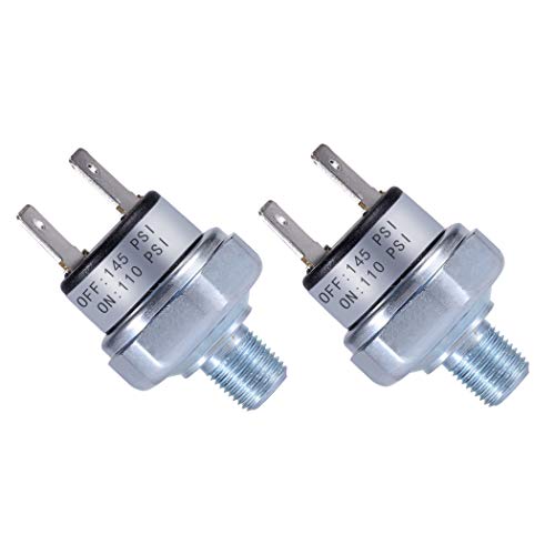 Air Pressure Switch 110-145 PSI, 1/8"-27 NPT, DC 24V/12V, Silver, Automatic