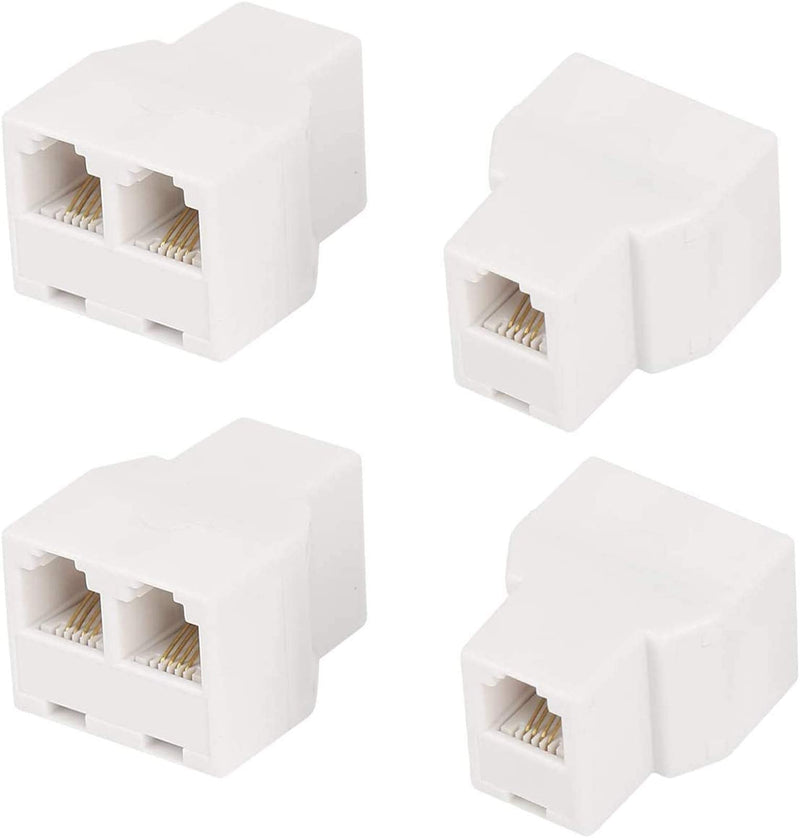 Uvital RJ11 6P4C 1 Female to 2 Female Telephone Line Splitters, Telephone Landline Cable Connector and Separator(White,4 Pack) 4 Pack White