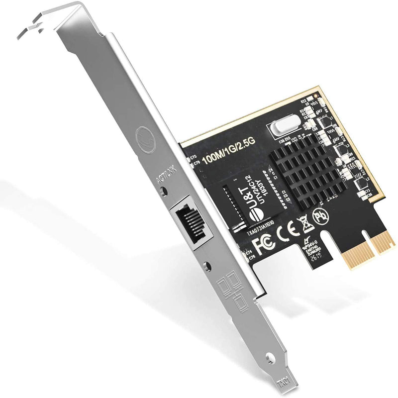 2.5GBase-T PCIe Network Adapter with 1 Port, 2500/1000/100Mbps PCI Express Gigabit Ethernet Card RJ45 LAN Controller Support Windows Server/Windows/Linux, Standard and Low-Profile Brackets Included 2.5G Network card with RJ45 Port
