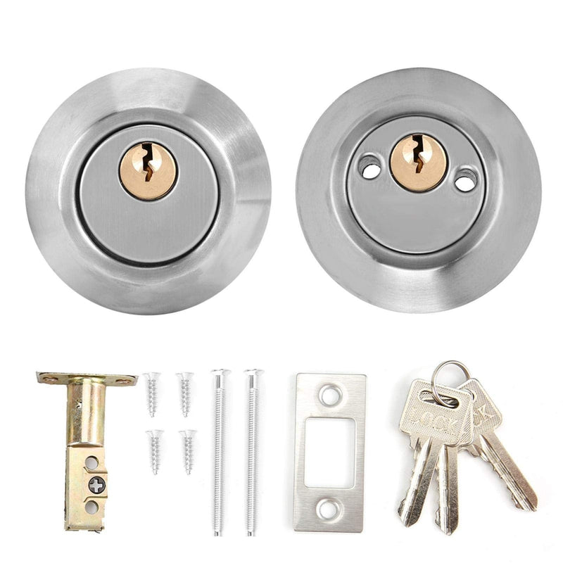 Premium Double Cylinder Security Door Lock for Wood Doors High Durability Safety Key Control Mechanism(Silver)