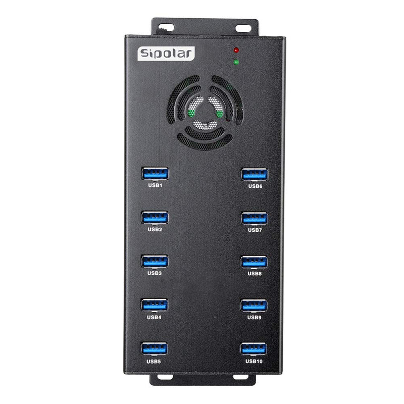Powered USB Hub 3.0, Sipolar 10-Port USB Hub with 12V 10A Power Adapter, Multi USB Port Expander Fast Data Transfer USB Data Hub Splitter for Laptop, PC,Mobile, Mobile HDD, Flash Drives
