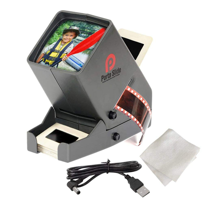 35mm Slide, Negatives, and Film Viewer. 3X Magnification, LED Light Illuminated Viewing, Cleaning Cloth, and USB Power Cable Included.