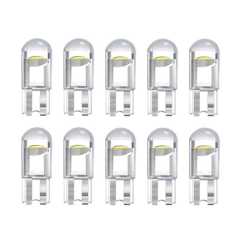 158 LED Bulb W5W 2825 168 192 194, T10 Wedge Base Bulbs 6000K Bright White for Car Side Marker Lights Dome Map Door Courtesy License Plate Taillight 0.5W 10-Pack Cool White