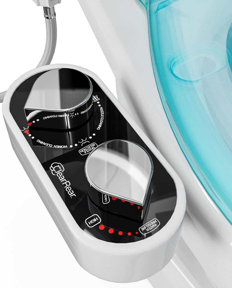 CLEAR REAR Bidet Attachment for Toilet Seat - Non-Electric with Self Cleaning Dual Nozzles, Leak Proof Connectors, Adjustable Water Spray, Rear & Feminine Wash - Hygienic Bathroom Upgrades (Black) A. Cold Water/Black 1.0