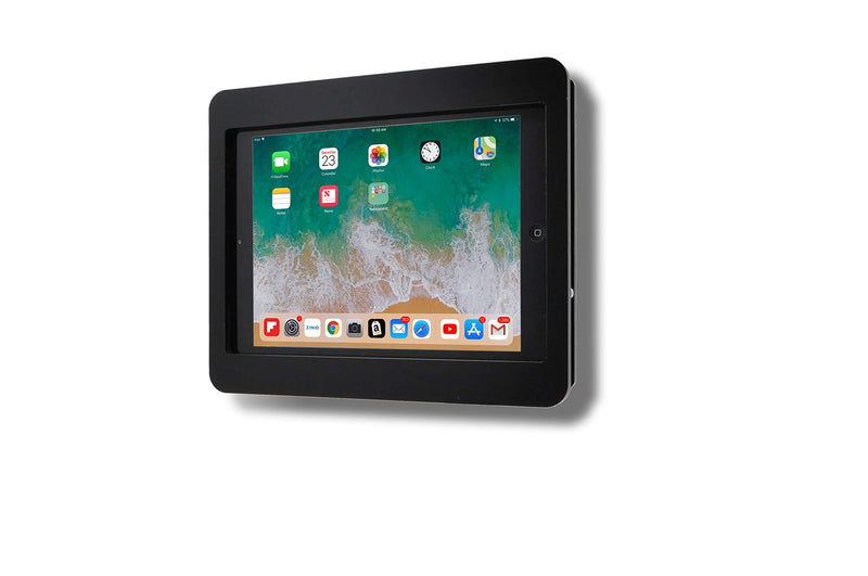 TABcare Anti-Theft Acrylic VESA Enclosure for Apple iPad Air 9.7" 1st & 2nd gen. with Free Wall Mount Kit & 90-Degree Angle Charge Cable (iPad Air 1/2 9.7", Black) Air 1/2 9.7"