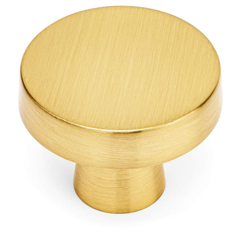 Cosmas 10 Pack 5234BB Brushed Brass Contemporary Round Cabinet Knob Diameter 1-1/4"
