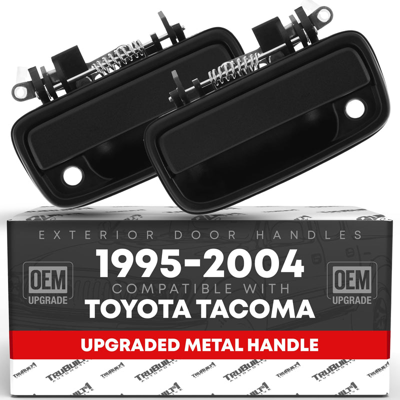 Exterior Front Driver & Passenger Door Handle Set, Upgraded Metal, Compatible with 1995-2004 Toyota Tacoma - Textured Black - 69220-35020, 69210-35020, 79345, 91318, 79344, 91319, TO1311117, TO1310117 Driver + Passenger Handle (Metal)