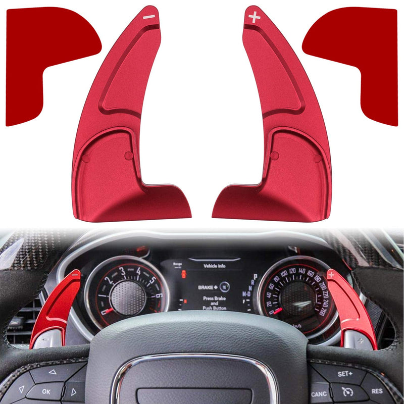 Steering Wheel Shift Paddle Extended Shifter Trim Cover for Dodge Challenger Charger Durango RT & Scat Pack 2015-2024, for Jeep Grand Cherokee 2014-2020 Interior Decoration Accessories (Red 2PCS) Red
