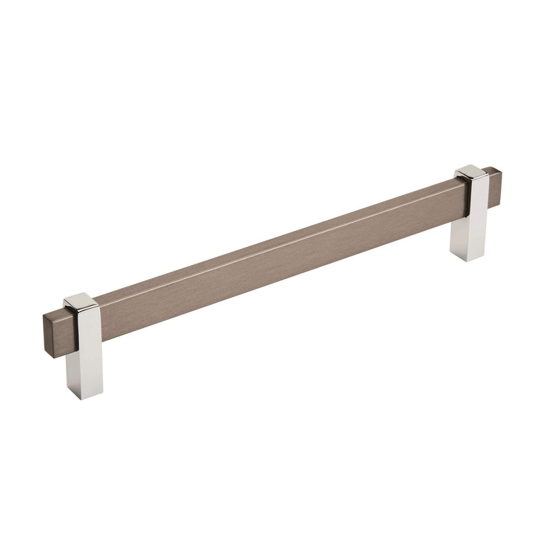 Amerock | Cabinet Pull | Black Brushed Nickel/Polished Chrome | 7-9/16 inch (192 mm) Center to Center | Mulino | 1 Pack | Drawer Pull | Drawer Handle | Cabinet Hardware 7-9/16 in. Center-to-Center