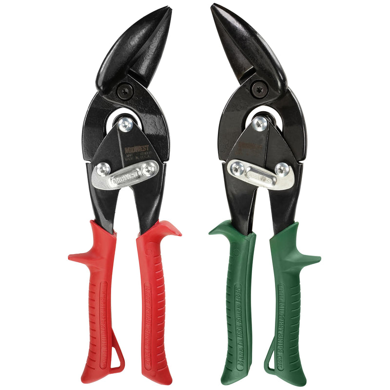 MIDWEST Blackout Series Aviation Snip - Left and Right Cut Offset Tinner Shears, Made in the USA - MWT-6510CO-NP Left/Right Combo