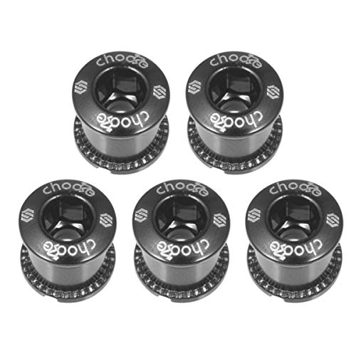 Chooee Double Chainring Bolts,M8 Steel Chain Ring Bolts Set Black Steel/Black
