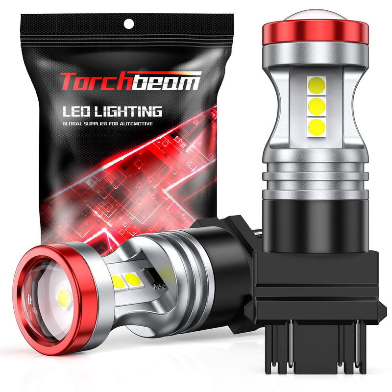 Torchbeam 3157 LED Light Bulbs 3600 Lumens with Projector Error-free For Reverse Back Up Lights DRL Brake Lights Fit 3156 3057 3056 4157 6500K Xenon White（Pack of 2） 3157 White