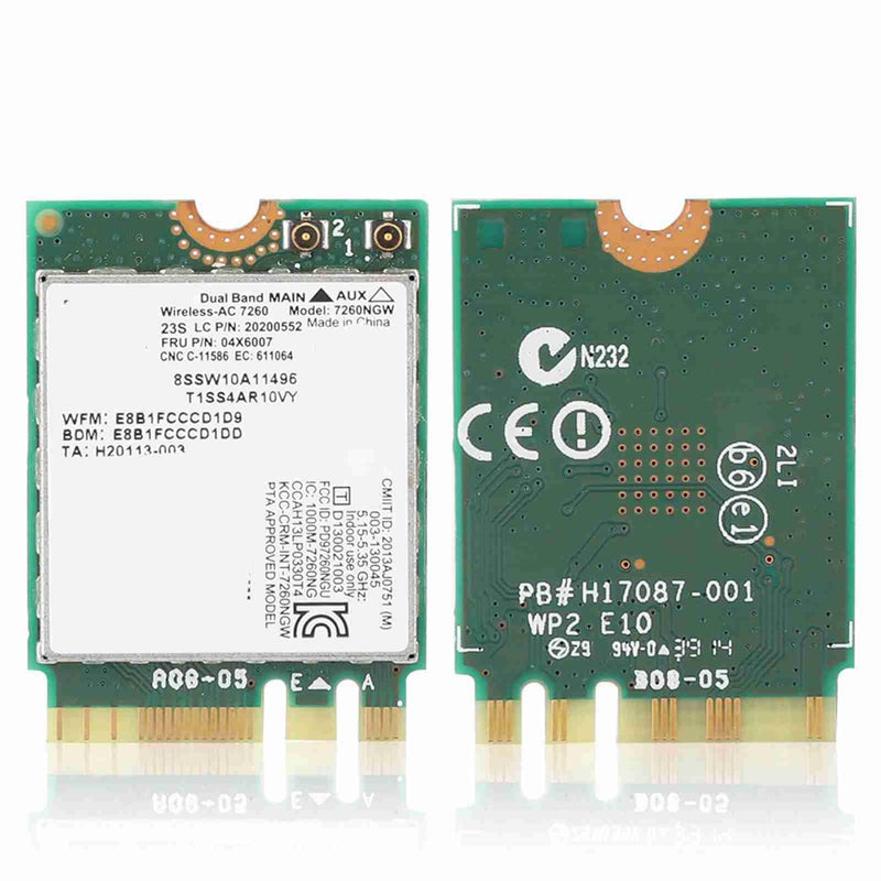 ASHATA 2.4G 5G Network Card for 7260 AC 867Mbps NGFF M2 WiFi Card Laptop Network Adapter for ThinkPad T440 T440S T440P X230S X240S L440 W540 etc