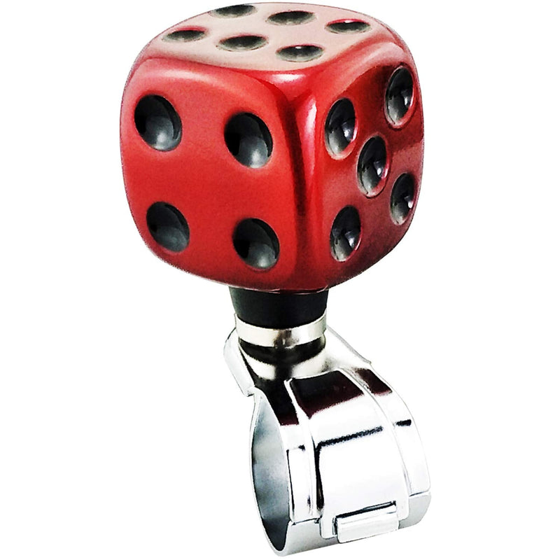 Lunsom Steering Wheel Spinner, Dice Shape Car Turning Wheel Knob Suicide Power Handle Driving Aid Turning Control Helper Fit Most Vehicle, Trucks (Red) red