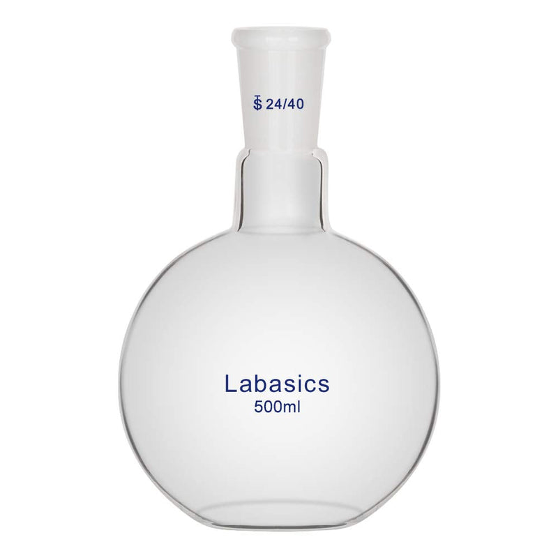 Labasics Glass 500ml Single Neck Flat Bottom Boiling Flask, with 24/40 Standard Taper Outer Joint, 500ml 500 ml