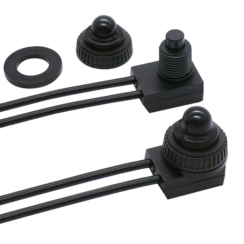 TWTADE 2PCS Waterproof RV Push Button Switch 12V ON/Off SPST Switch for Motorcycle/Auto Car Bathroom Fan with 4.5'' Lines KP-107 2 PCS