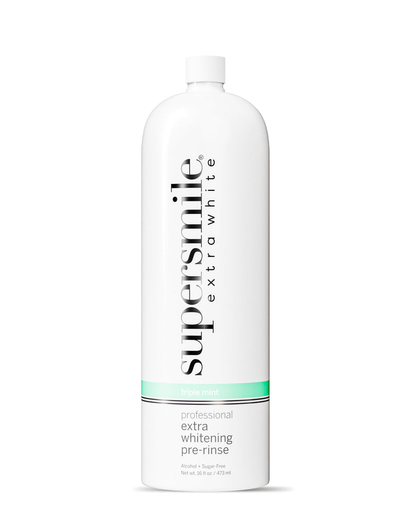Supersmile Extra Whitening Pre-Rinse Mouthwash, 16 oz, Pre-Brush Whitening Rinse with Hydrogen Peroxide, Teeth Whitening Mouthwash, Enamel Safe, Triple Mint Fresh Breath White 16 Fl Oz (Pack of 1)