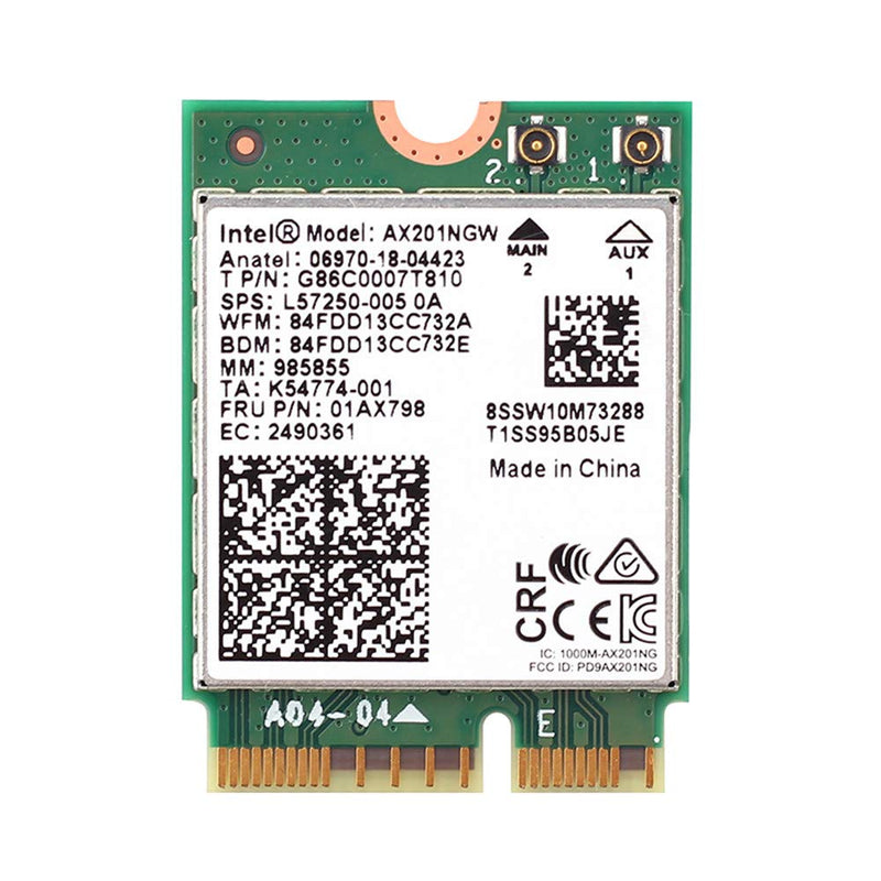 AX201NGW WiFi 6 Card, M.2 Laptop 2.4Gbps 802.11ax. AX201 Wireless Card 11AX WiFi Adapter with Bluetooth 5.2 Mu-Mimo for Windows 10/11 64-bit, Google Chrome OS, Linux(64bit)