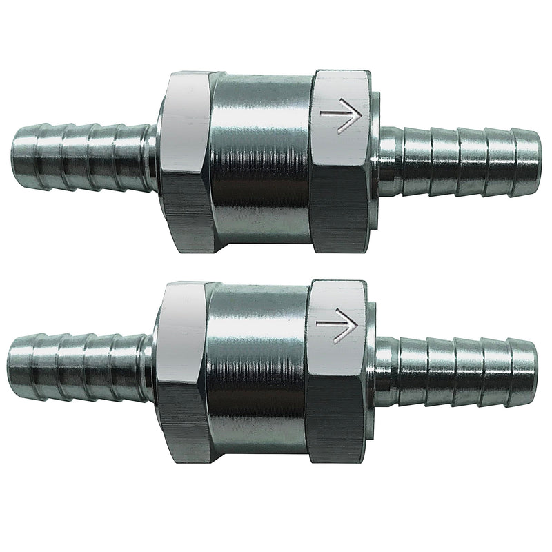 5/16 Fuel Check Valve Non-Return One Way Petrol Diesel Gas Oil Air Aluminum Alloy 8mm, Pack of 2 5/16 Silver