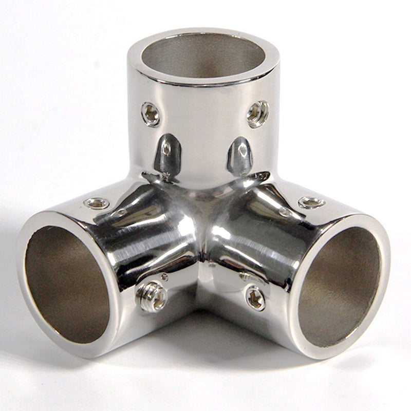 NRC&XRC Marine Grade 316 Stainless Steel Mirror Polished Hand Rail Fitting-90 Degree 7/8inch 1 INCH 3 Way Corner Elbow,1 inch Pipe Hand Rail Tee one piece for 25mm(1") tube