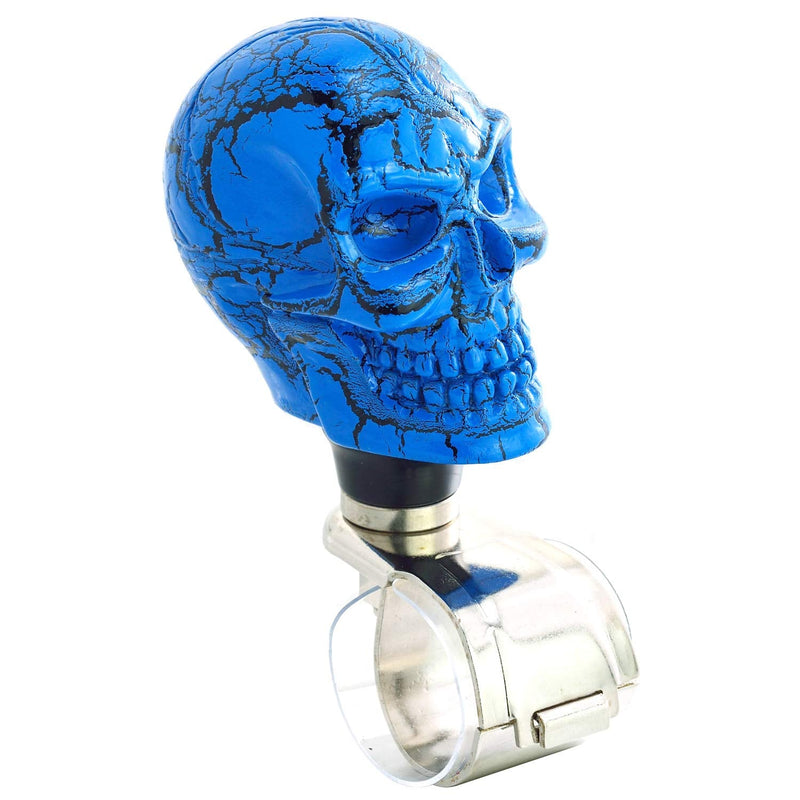 Lunsom Wheel Spinner Knob, Skull Shape Car Turning Driving Suicide Knob Power Handle Control Resin Steering Spinner Turn Aid Helper Fit Most Vehicle, Truck, Tractor, Boat(Blue) blue