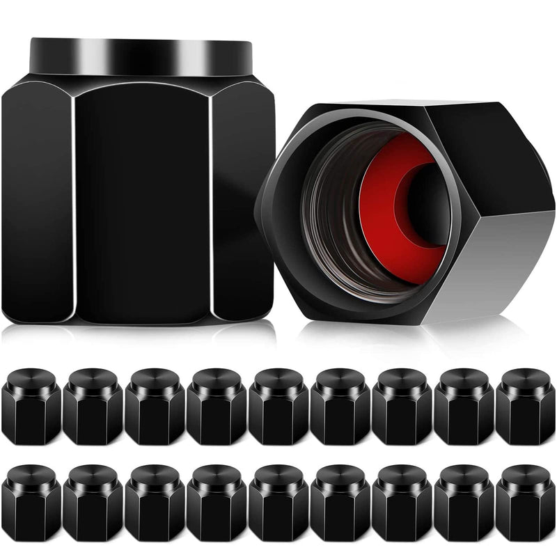 Mudder 20 Pieces Tire Valve Caps Aluminum Valve Stem Caps in Hexagon Shape with Rubber O-Ring Seal Stem Covers Universal Fits for Car Truck Motorcycles Bike and Bicycle(Black) Black