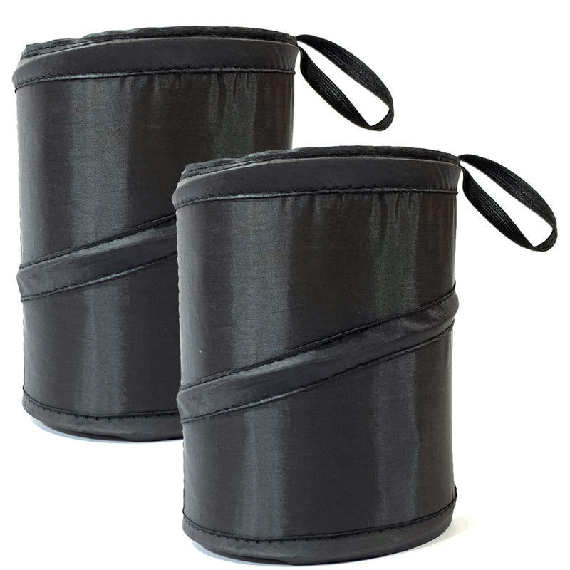 Kitbest (2 Pack Car Trash Can, 1 Gallon Car Garbage Bin Collapsible Pop-up Water Proof Bag Mini Portable Waste Basket Bin, Rubbish Bin (Black) Black 2 PACK