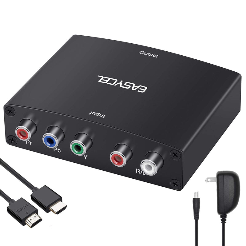 Component to HDMI Converter with 1.2 Meter HD Cable, 1080P 5RCA YPbPr to HDMI Converter