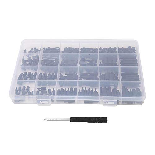 Spacer Screw Nut Assortment Kit, 360Pcs M2/M2.5/M3 Black Nylon Male Female Hex Standoff Spacer Screw Nut Assortment Kit for PCB, Quadcopter Drone, Computer Circuit Board