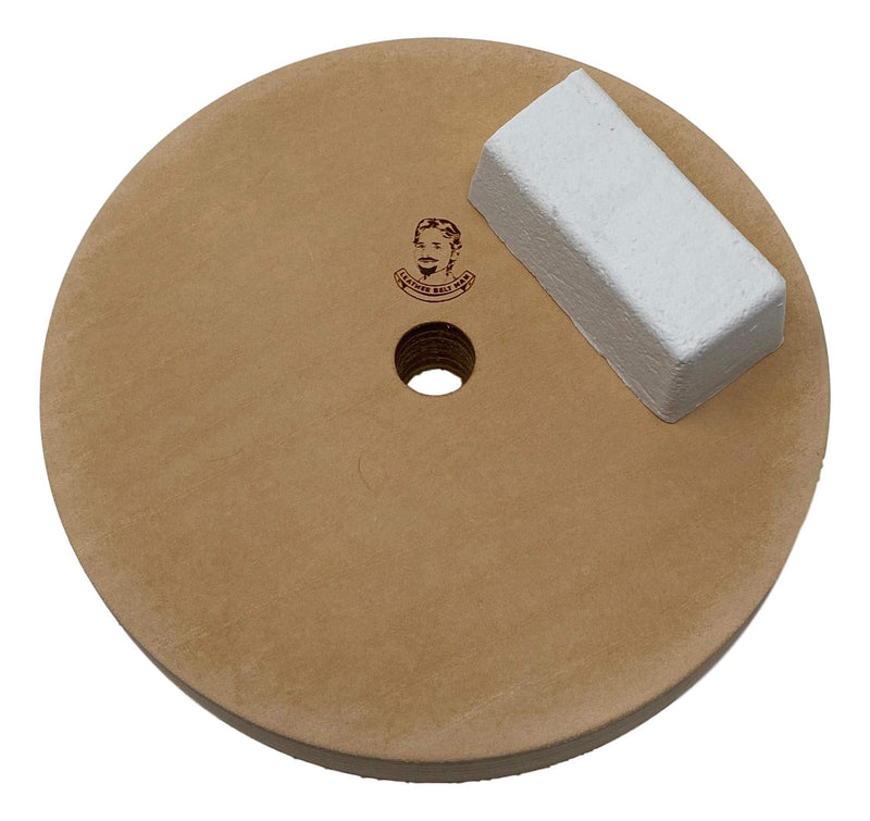 Leatherbeltman 6" (3/4" Width) Leather Honing Wheel - Fits 5/8" Arbor - Buffing Compound Included