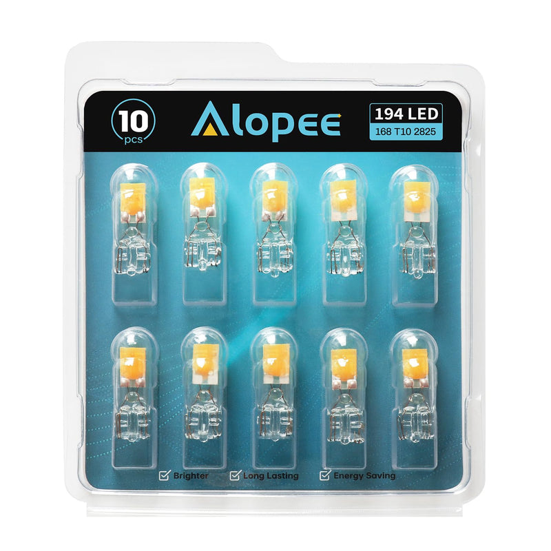 Alopee 10 Pack 194 Bulb Warm White LED 2700K Replacement for 168 194 W5W T10 Led Bulb RV Car Interior Lighting DC 12V Only 2700K-Warm White