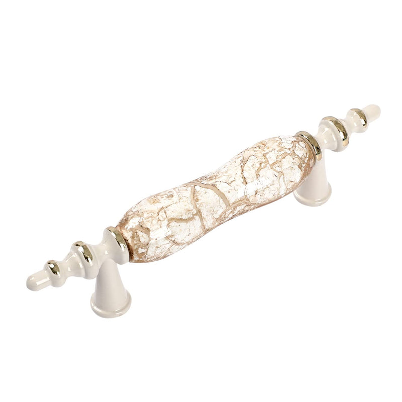 Txinmin Ceramic Cabinet Handles 6 Pack Dresser Cabinet Pulls 3" Hole Centers Euro Style Drawer Hardware - Ivory White 76 mm Hole Distance